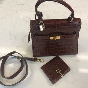 Rogani Brown Bag with long strap and wallet